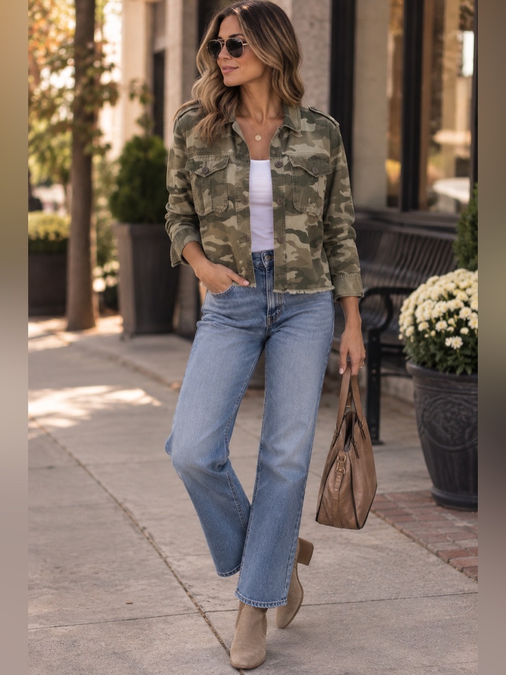 Aeropostale Olive Camo Crop Utility Jacket Size Large